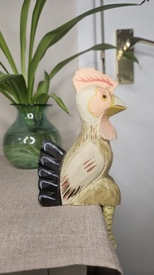 Vintage Holz Hühnerregal Sitter geschnitzte Figur Landhausküche