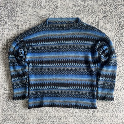 Vintage 60s Iceland Jersey Modeller Swedish Geometric Pattern Knit Ski Jumper - L