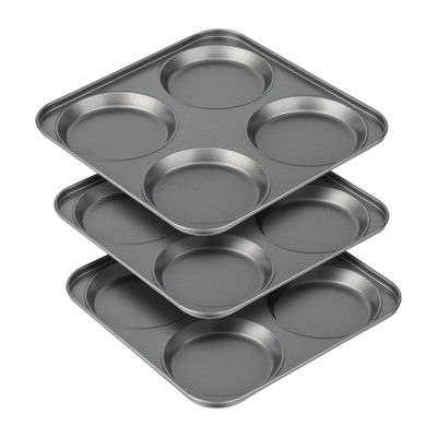 Muffin Top Pan, 4-Cup Hamburger Bun Pan, Large Whoopie Pies Pan, Non-Stick Ba...