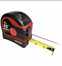 General Tools, 2-in-1 65 Foot Laser Tape Measure with Digital Display, Red