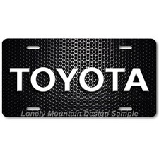 Toyota Text Novelty Auto License Platetag - Whitemesh Image On Flat Aluminum