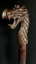 New Victorian Wooden Cane Walking Stick Vintage Dragon Head Copper Finish Handle