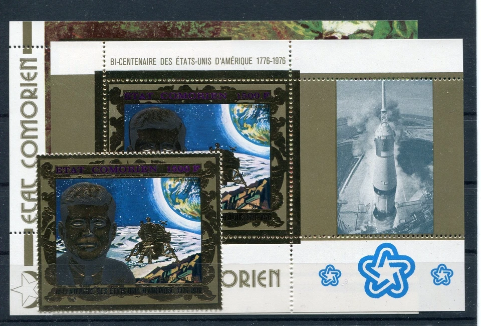 Komoren 323 Block 67 + 68 postfrisch / Weltraum - Kennedy ................1/1987 - Bild 1 von 1
