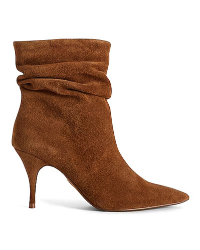 Brian Atwood X Express Suede Slouch Thin Heeled Boots - Cognac