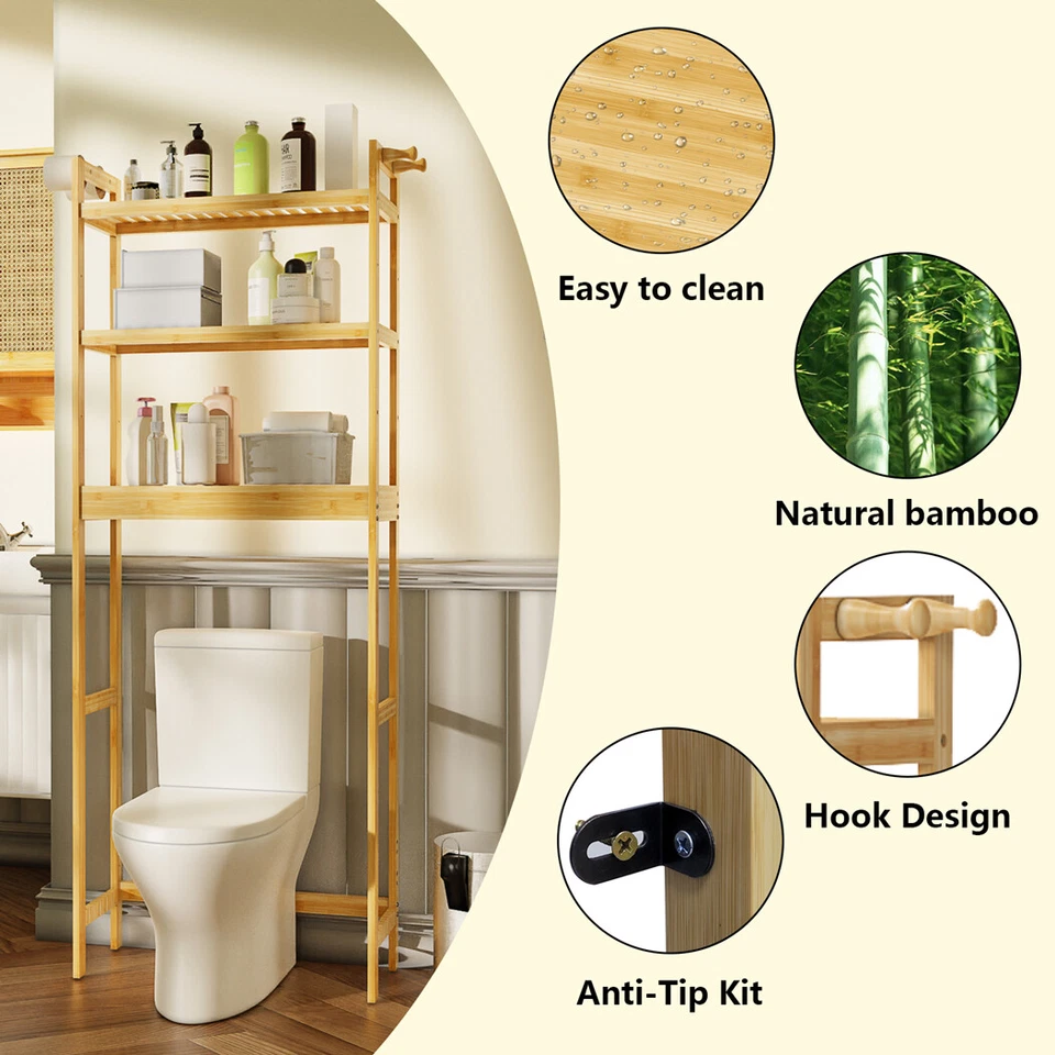 Waschmaschinenregal Holz Toilettenregal Bambus WC Regal über Waschmaschine DHL - Bild 4 von 4