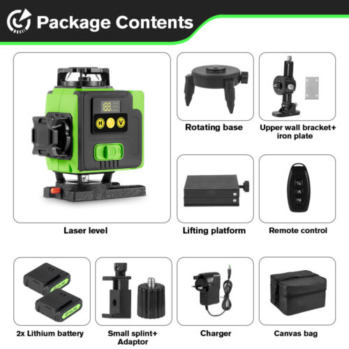 16 Line Laser Level Measure Tool Kit 1.5m Tripod Self-Leveling 360° Green Beam - Picture 26 of 26