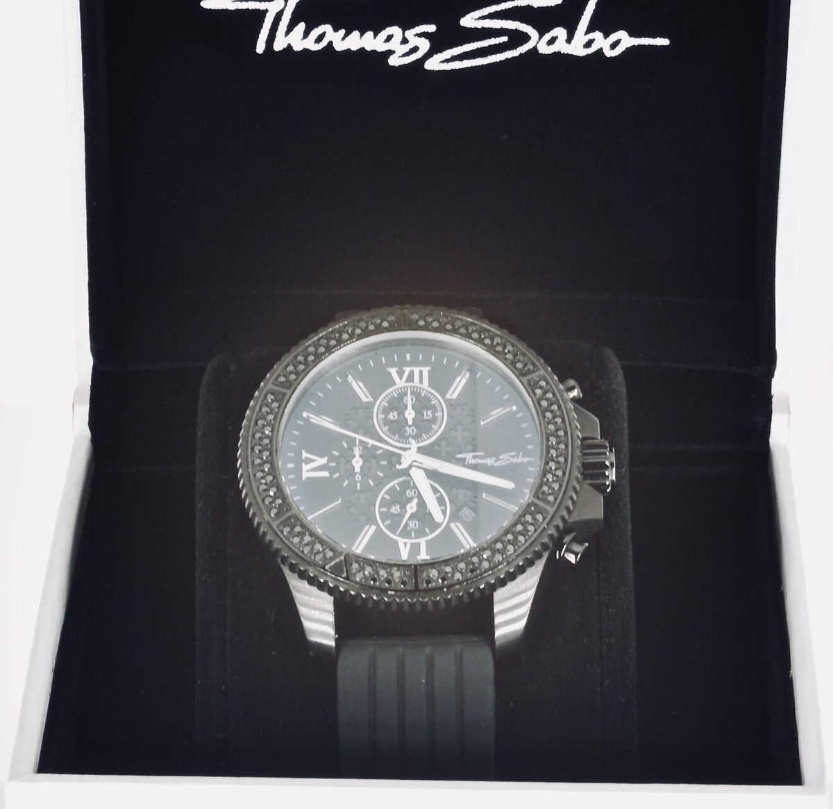 Thomas Sabo Chronograph Divine Chrono Black Dial Silver Watch