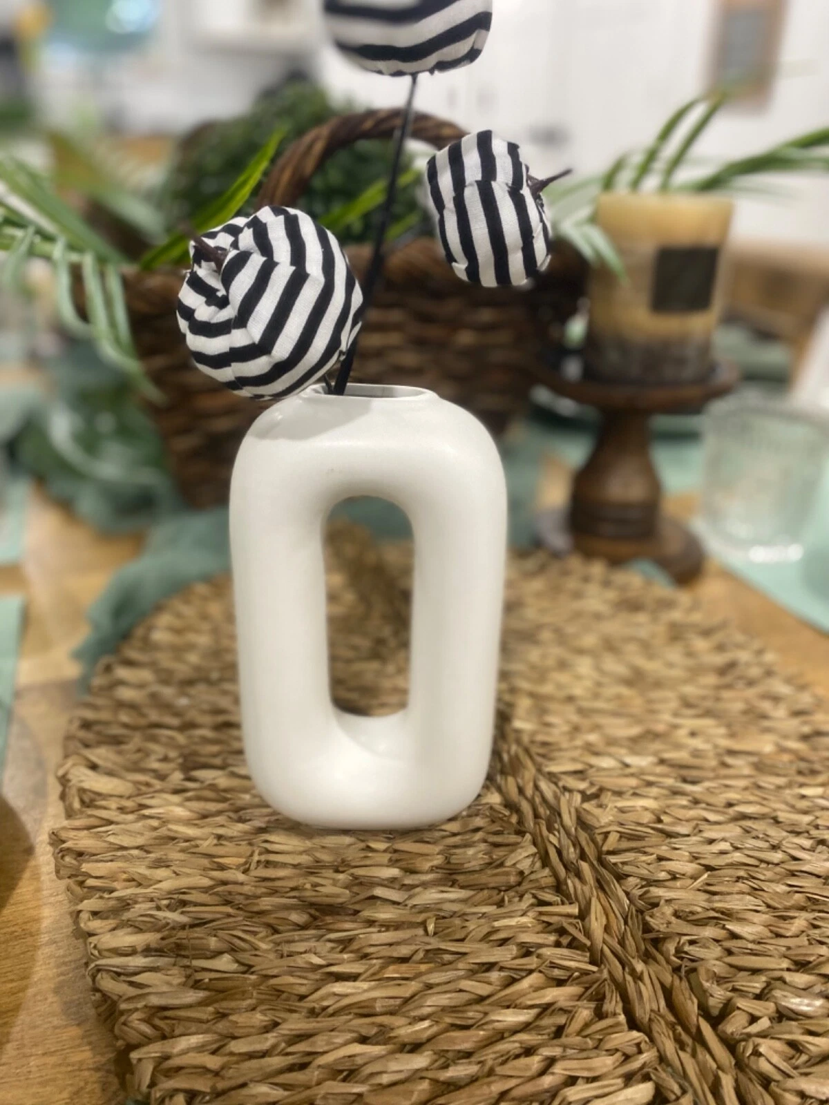 Ceramic Donut Vases Home Decor, Pottery Decorative Flower Vase