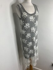 BNWT Anonymous Ross+Bute jersey dress L NEW sleeveless tank vest lace trim grey