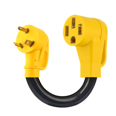 12 Inch 30 Amp to 50 Amp RV Adapter Cord: NEMA TT-30P to NEMA 14-50R NJ