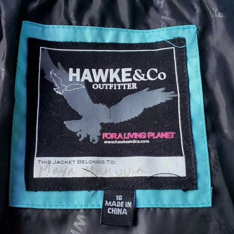 Hawke & Co Outfitter Winter Down Jacket Blue Hood Faux Fur 16 - Image 3 of 4