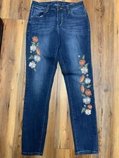 Jag Women  Floral flowers mid rise skinny Stretch Denim Jeans Pants Size 6