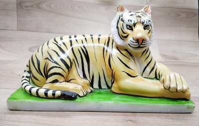 Marmor Stein Tiger 8 Zoll Statue sitzend handgefertigte Malerei bengalischer ...