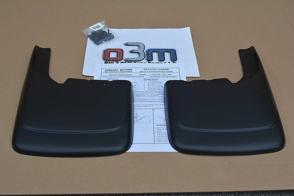 Protector contra salpicaduras negro moldeado delantero Chevrolet Express Van GMC Savana nuevo OE 12496340 Foto 2 de 4