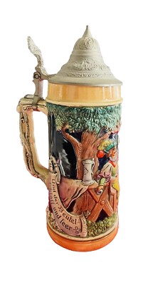 Vintage Beer Stein Gerz ''Keinen Tropfen'' Germany Drinking Mug 9 1/2'' Tall