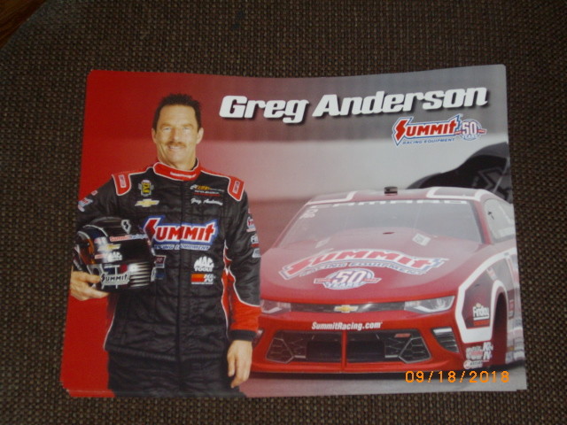 2018 GREG ANDERSON SUMMIT CHEVY CAMARO PRO STOCK NHRA POSTCARD