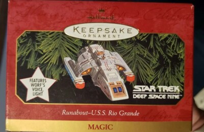 1999 Hallmark Ornament Star Trek Deep Space 9 Runabout USS Rio Grande Voice NIB