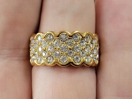 Vintage Gold-Tone Faux Diamonds Costume Jewelry Ring Size 10 Unbranded