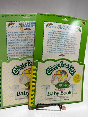 2 Stück! Vintage Kohl Patch Kinder Sticker Baby Bücher 1983 - OHNE AUFKLEBER/SCHRIFT!!!
