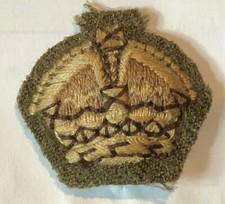 WW2 british Army officers Cloth Rank Crown original 22 x 36 mm Khaki
