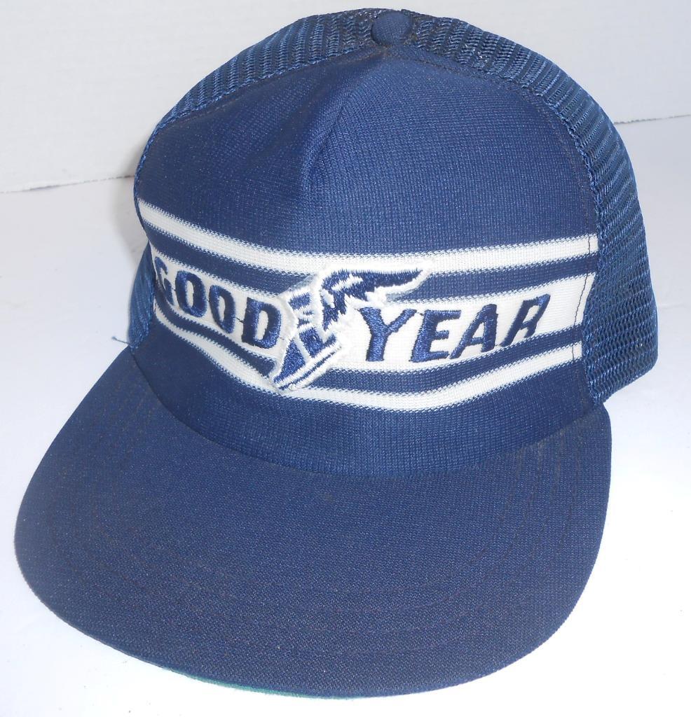 Vintage 80's Goodyear Striped Logo Mesh Back Adjustable Hat
