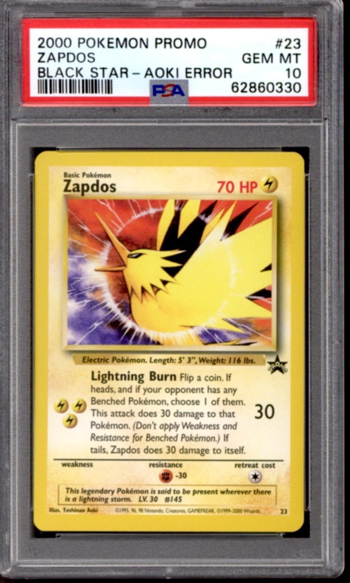 Pokemon WOTC Promo Aoki Error Zapdos 23 PSA 10 GEM MINT | eBay Pokemon WOTC Promo Aoki Error Zapdos 23 PSA 10 GEM MINT | eBay