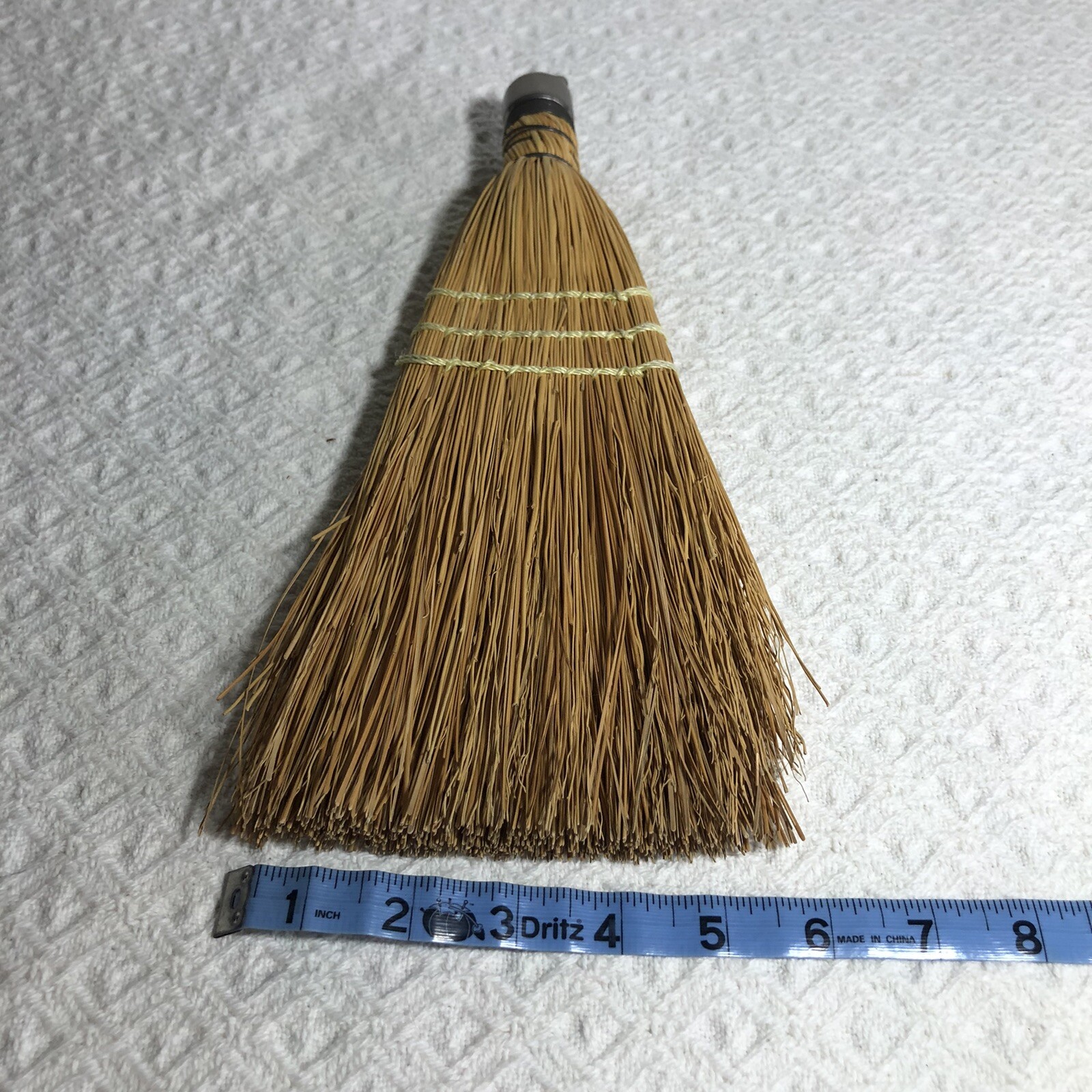 Woven Whisk Broom Vintage Hand Brush Hungary Metal Hanger 11in Yellow Thread