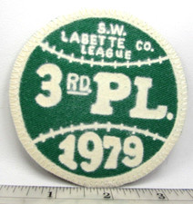 Vintage SW Labette Co KS Baseball League 1979 3rd Place Finish Jacket Patch D