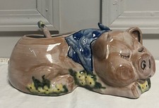 Vintage Louisville Stoneware Pig Tureen With Ladle. Made In The USA (Kentucky)