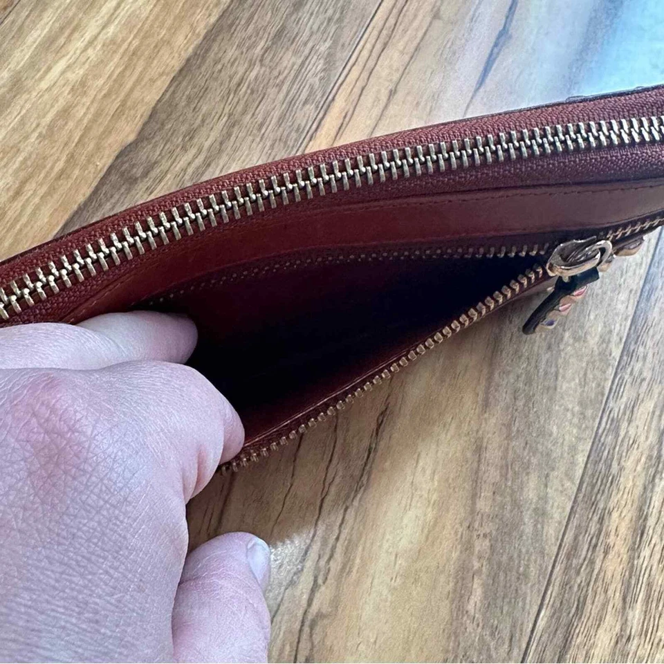 Rebecca Minkoff Brown Leather Wallet, Zippered, Studded, FLAWED - Image 2 of 4