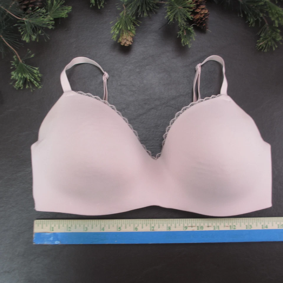 Maidenform 胸罩 L 码粉色衬垫无线可调节扣背 — 第 2/4 张图片