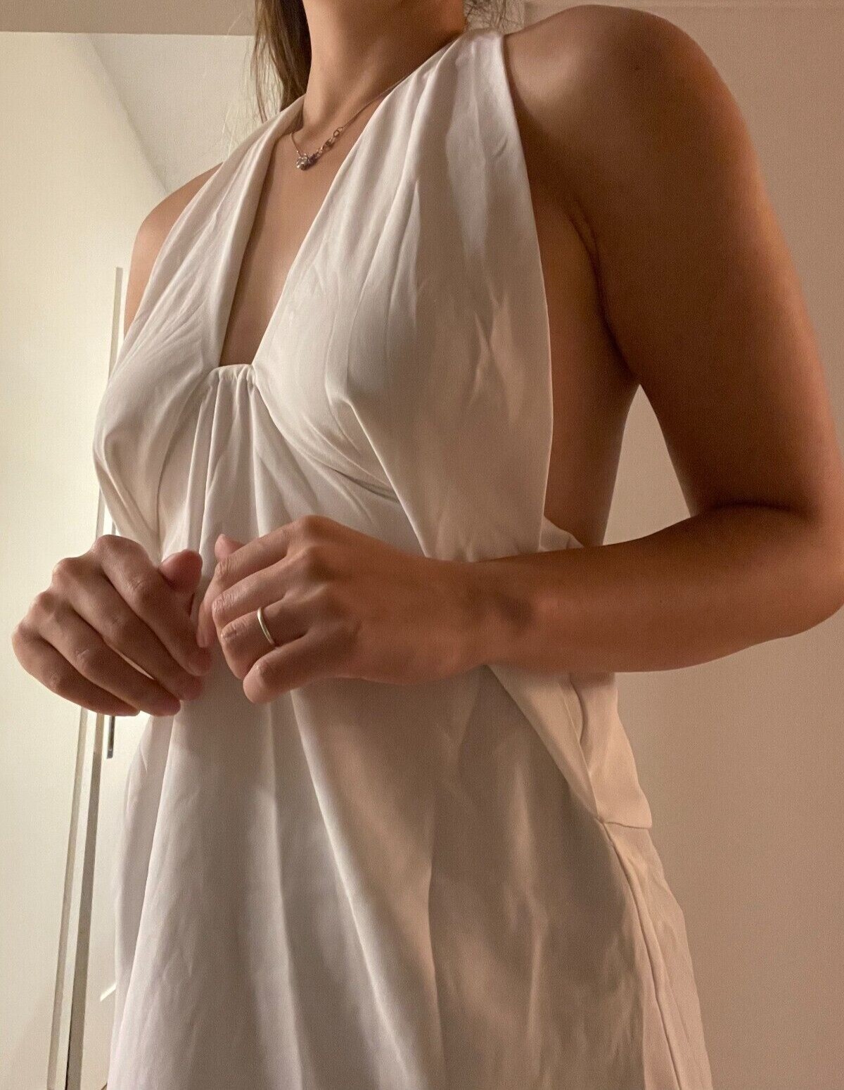 Zara Basic White Back less Halter neck top - Size… - image 2