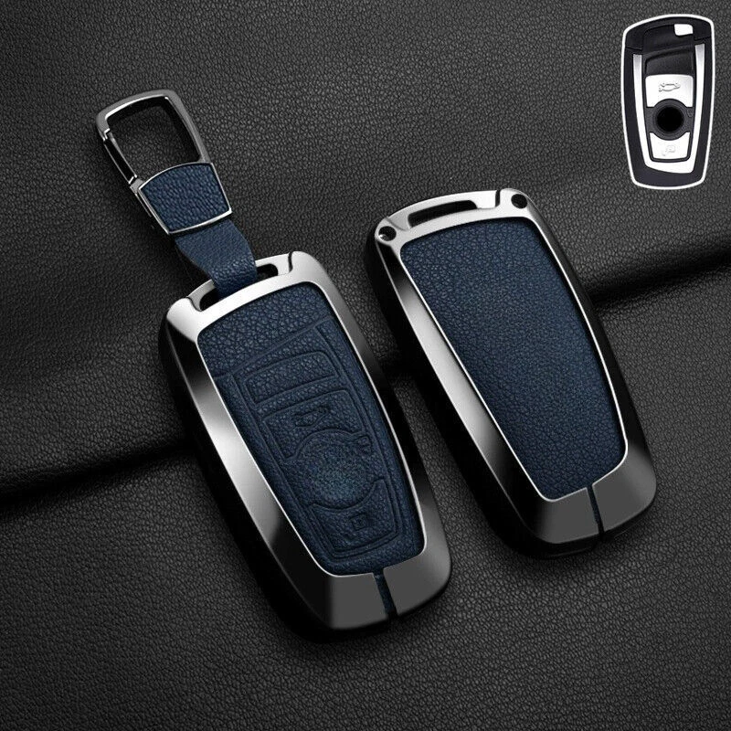 Zinc Alloy Leather Car Key Fob Case Cover For BMW X2 X3 X4 X5 F30 3 4 5 6 7 M5 Foto 4 de 4