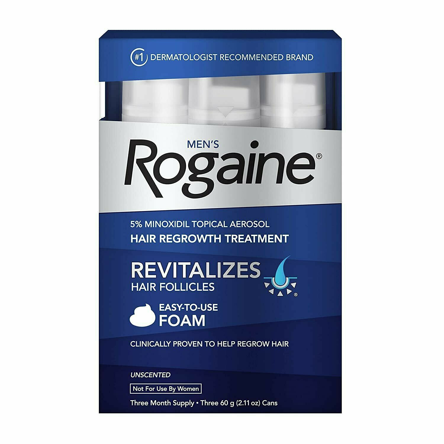 Image 1 - ROGAINE FOR MEN HAIR FOAM 3 Cans -Buy and Save