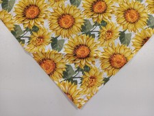 Buster Brown Dog Bandana, Sunflowers, Yellow, Tan, Tie On, Slide On, M,L