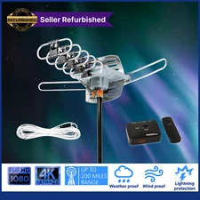 HDTV 1080P Antenna Outdoor Amplified Digital 360 Rotor HD TV UHF VHF FM 150 Mile