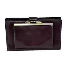 Bosca Brown Leather Bifold Long Wallet Kisslock Coin Purse Checkbook Card Holder