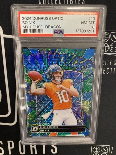 2024 Panini Donruss Optic Bo Nix My House Dragon Rookie /24 SSP PSA 8