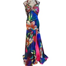 Tony Bowls Paris Floral Sequin Beaded Open Back Formal Gown Dress Women s size 8