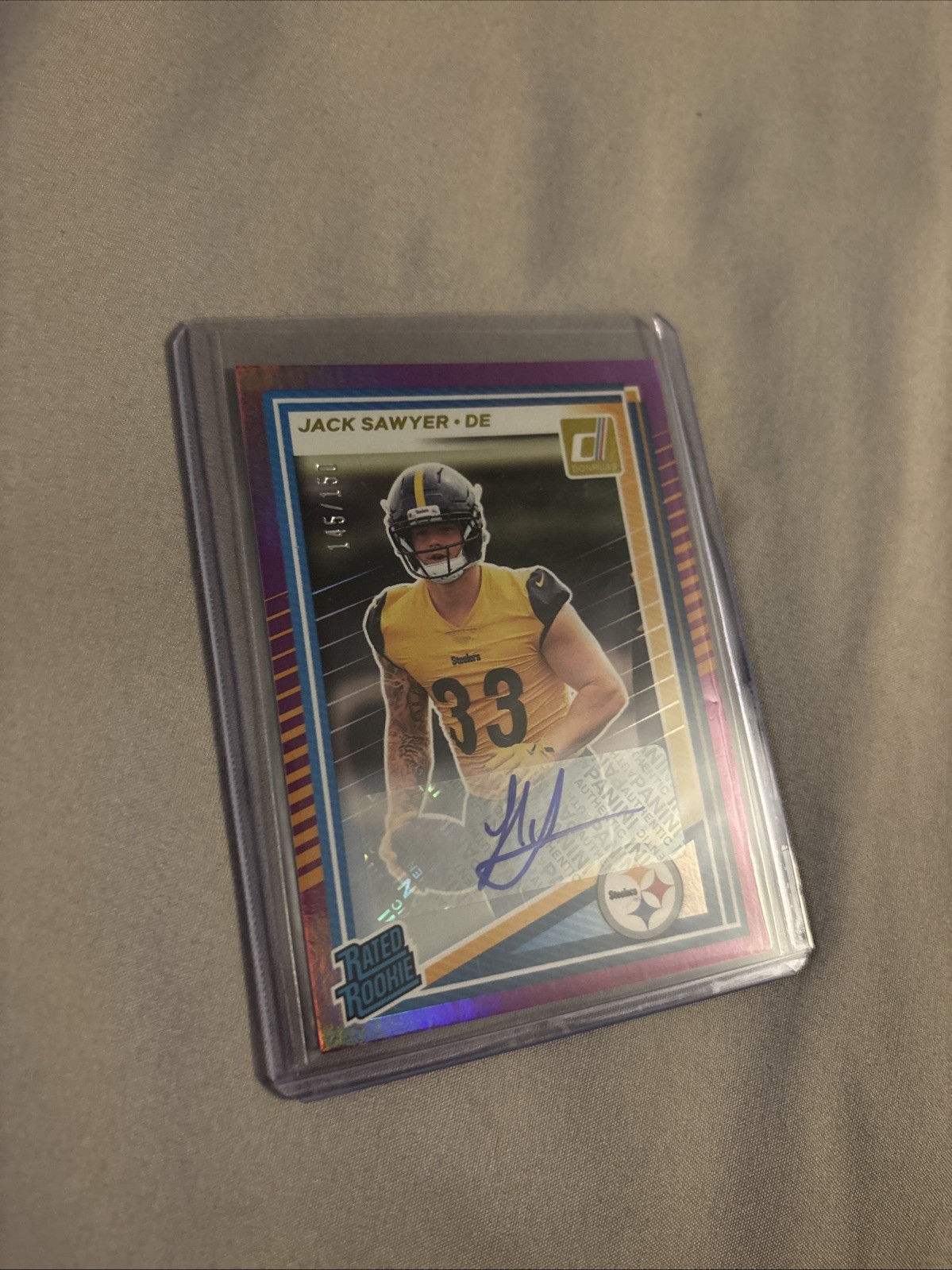 2025 Donruss Football - Rated Rookie Jack Sawyer #390 Auto Purple /150 Steelers