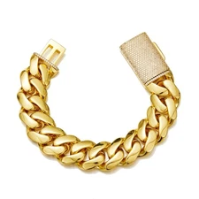 8-22MM Stainless Steel 18K GP  Miami Hip Hop Cuban Chain  Necklace or Bracelet