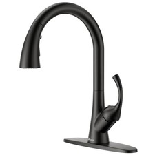Kitchen Faucet One Hole, 3-Mode Pull Down Sprayer, 360  Swivel, Black Modern