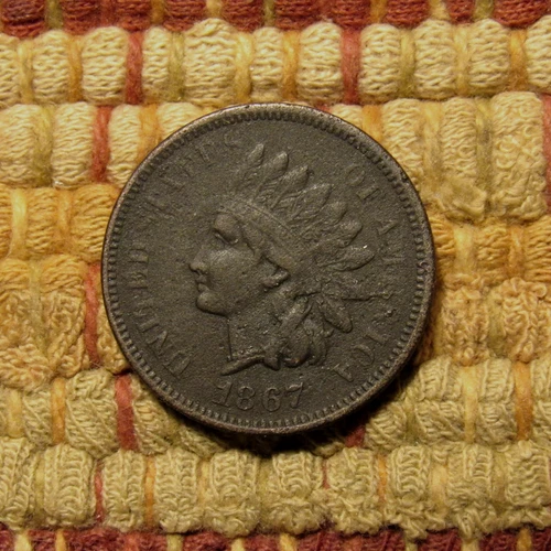 1867 INDIAN HEAD CENT, FINE DETAILS  ~  SEMI-KEY, A BIT DARK & POROUS