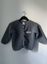 Wynken Kids 4Y Teddy Fleece Jacket Gray Sherpa Snap Front Cozy Unisex