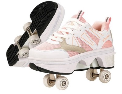 Turnschuhe rosa weiß mit Rollen Rollschuhe gr 37 wie neu