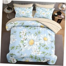 7 Pcs Full Size Comforter Set with 2 Pillowcases 2 Shams, Wildflower Daisy