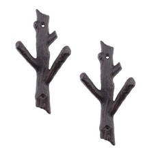 Decorative Branch Cast Iron Tree Coat Wall Hooks Heavy Duty 7.6x3.94 In 2 PCS