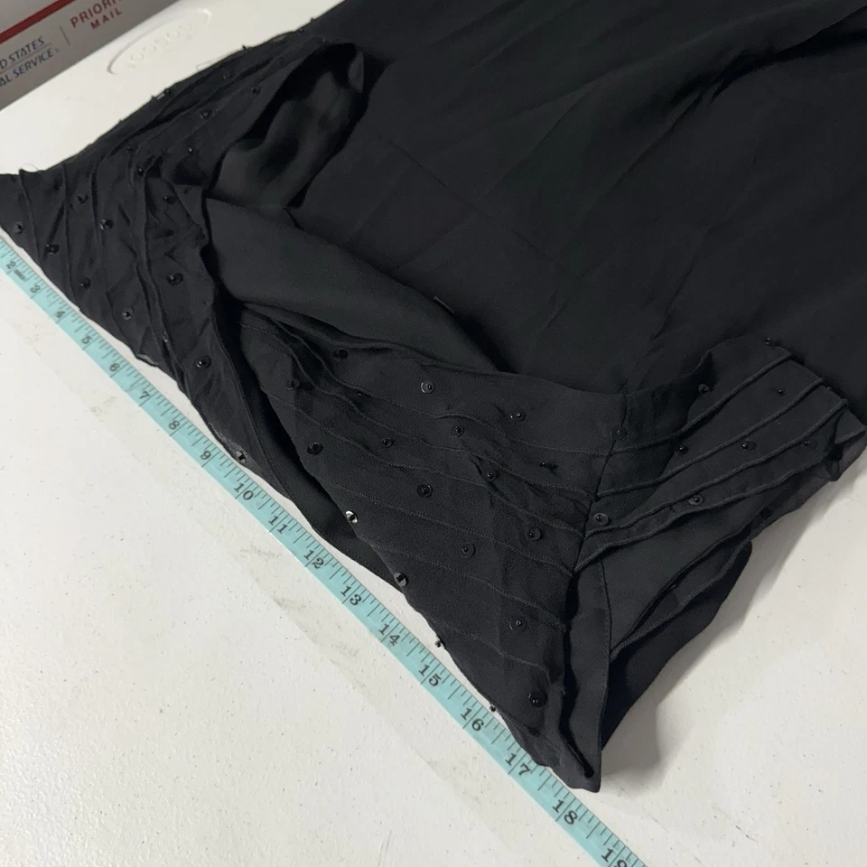 Vestido de Colección Años 90 Y2K Lapislázuli 100% Seda Grande Negro Hada Capricho Gótico Oscuro Foto 3 de 4