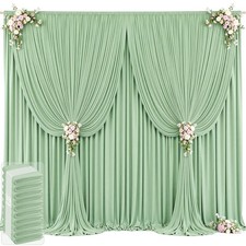 50ft x 12ft Sage Green Backdrop 50FTx12FT W5'xH12', 10 Panels ,