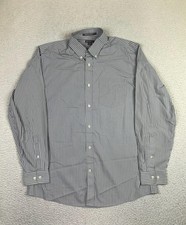 Eddie Bauer Shirt Mens Medium Gray Stripe Button Down Wrinkle Free Relaxed Fit